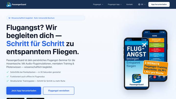 Aufmacher der Seite passengerguard.com
