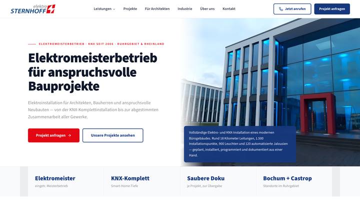 Aufmacher der Seite elektro-sternhoff.de